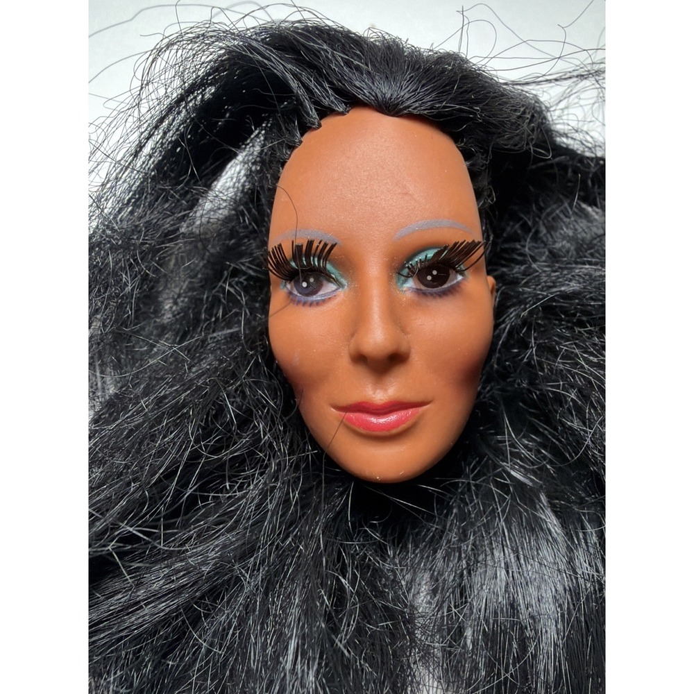 Vintage 1970s Cher Doll Head Only MEGO Corp Rooted Eyelashes